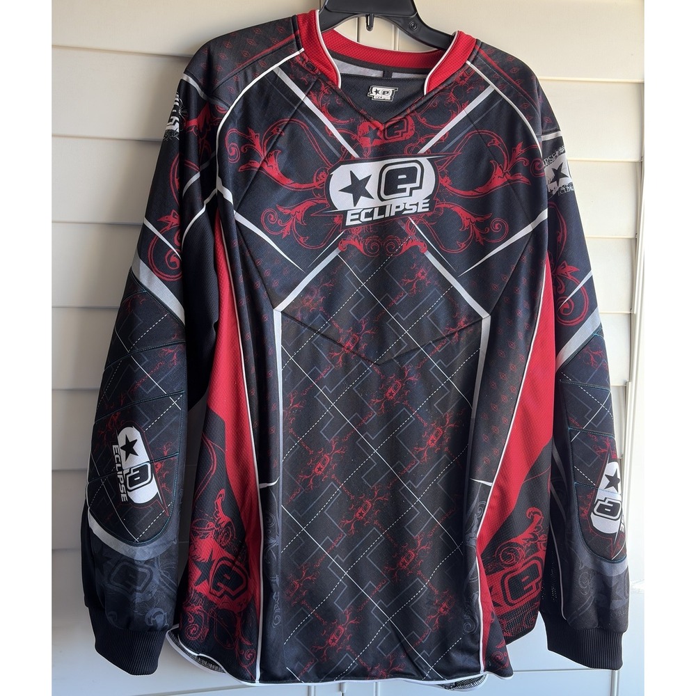 Planet Eclipse 2009 Distortion Paintball Jersey - Fire Men XL Black Red Padded